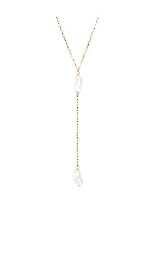 Liliana Lariat Necklace in Metallic Gold,White - Casa Clara - Modalova