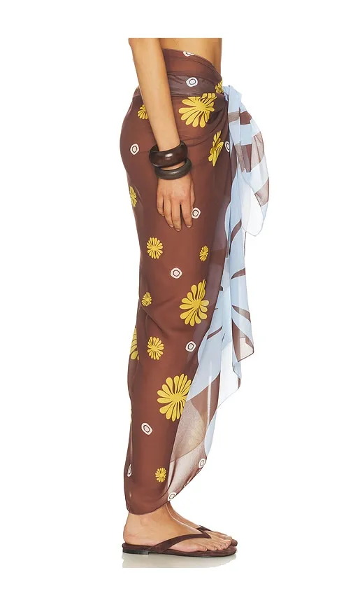 Luana Sarong in Baby Blue,Brown - Cala de la Cruz - Modalova