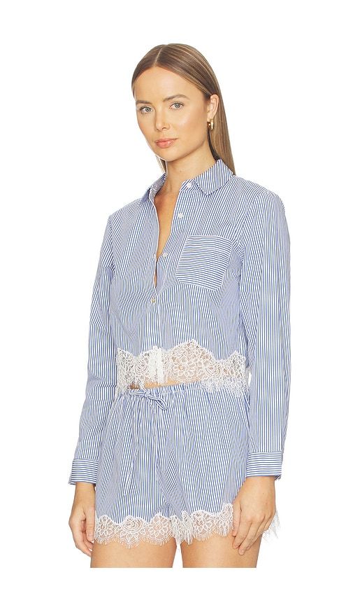Luisa Cropped Button Down Top in Blue. - size XS (also in XXS) - CAMI NYC - Modalova