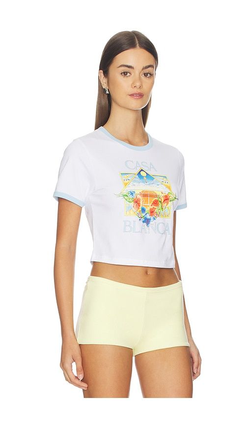 Ringer Baby Tee in White,Baby Blue. - size L (also in M, XS) - Casablanca - Modalova
