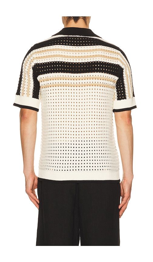 Anderson Striped Crochet Button Down Shirt in Cream. - size L (also in M, S, XL/1X) - Central Park West - Modalova