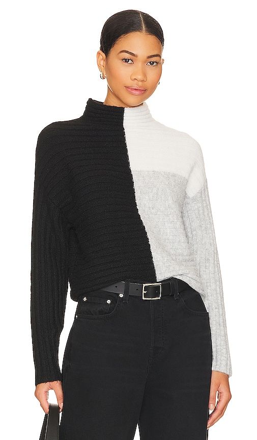 Maura Color Block Turtleneck Sweater in Black. - size L (also in S, XL) - Central Park West - Modalova