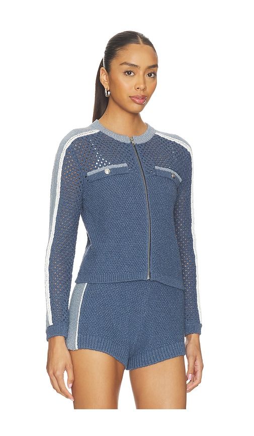 Raya Mixed Stitch Zip Cardi in Blue. - size L (also in M, S, XL, XS) - Central Park West - Modalova