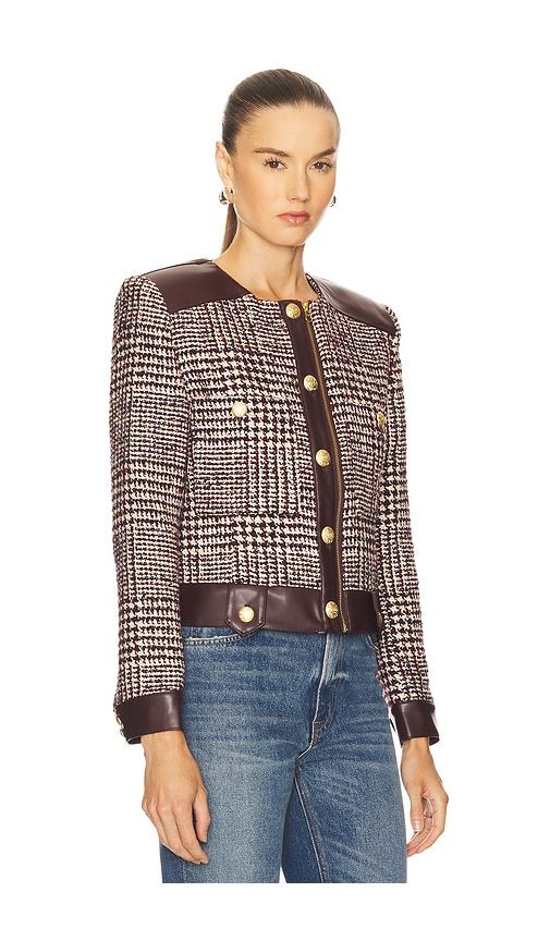 Billie Houndstooth Jacket in Burgundy. - size L (also in XS) - Central Park West - Modalova