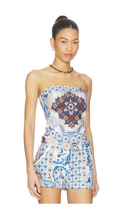 Inez Paisley Hankercheif Bandau in Brown,Blue. - size L (also in M, S, XL, XS) - Central Park West - Modalova