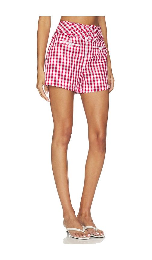 Mini Gingham Denim Allie Short in Red. - size 10 (also in 4, 6, 8) - Cinq a Sept - Modalova