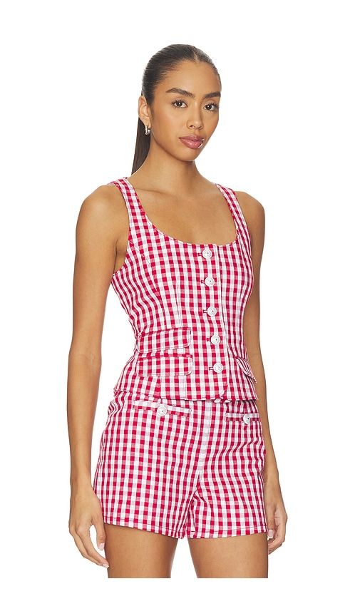 Mini Gingham Denim Lovina Top in Red. - size M (also in S, XS, XXS) - Cinq a Sept - Modalova
