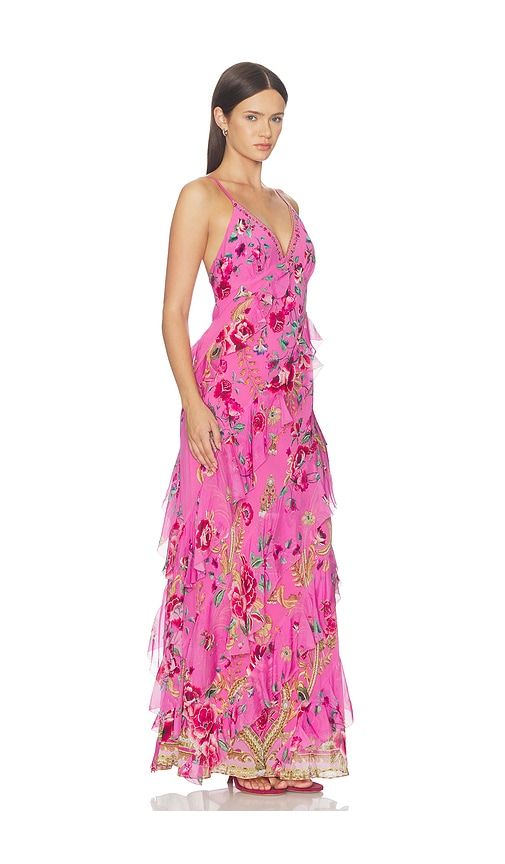 Asymmetrical Ruffle Slip Dress in Pink. - size L (also in M, S, XS) - Camilla - Modalova
