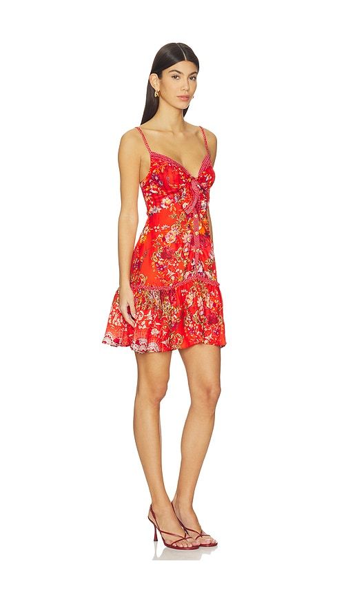 Tie Front Short Dress With Hem Ruffle in Olé Olé in Red. - size L (also in S) - Camilla - Modalova