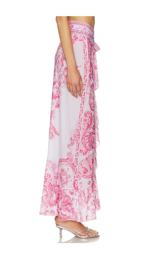 Long Sarong With Tie Waist And Frill Edge in Pink. - size M/L (also in XS/S) - Camilla - Modalova