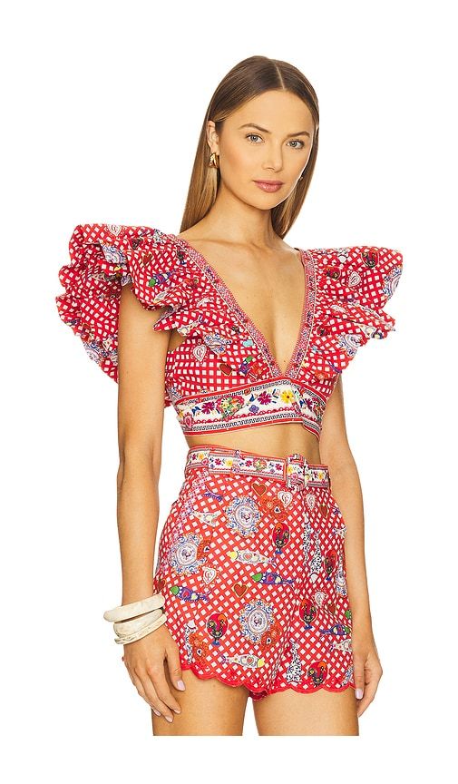 Ruffle Wrap Top in Pink. - size L (also in M) - Camilla - Modalova