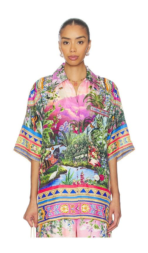 Oversized Shirt With Pocket in Green,Pink. - size XL (also in XS/S) - Camilla - Modalova