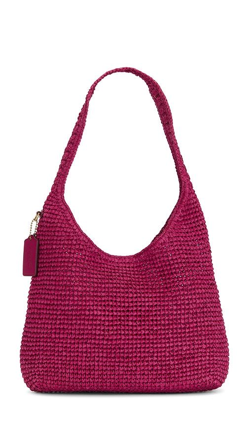 Refined Weave Straw Brooklyn Shoulder Bag 28 in Fuchsia - Coach - Modalova