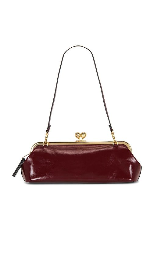 Glazed Leather Kisslock Frame Bag 30 in Burgundy - Coach - Modalova