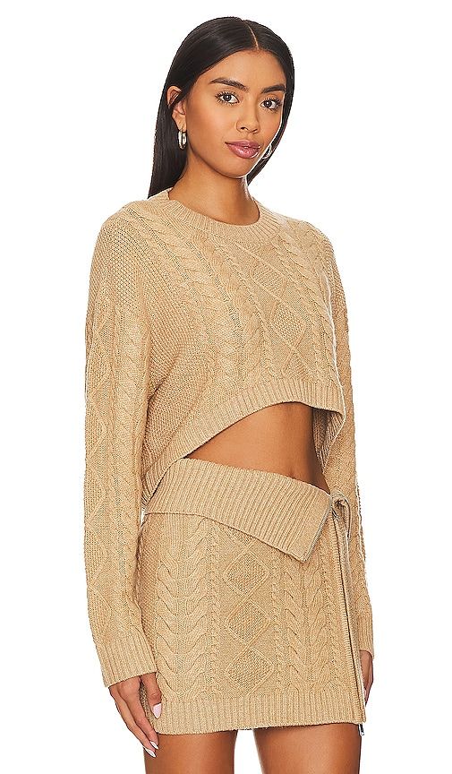 Carmen Cropped Cable Crew in Tan. - size S (also in L, XL, XS) - Camila Coelho - Modalova