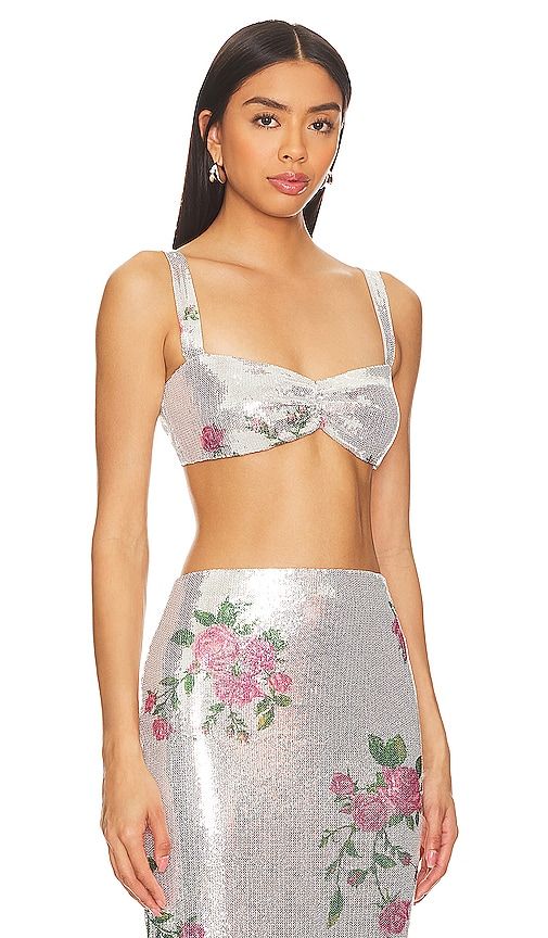 Pia Sequin Micro Top in Metallic Silver. - size S (also in XS) - Camila Coelho - Modalova