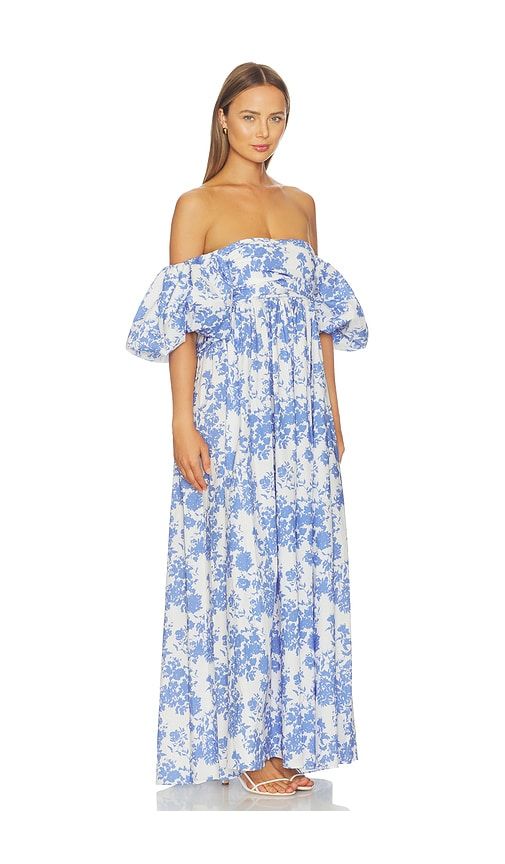 Emilia Maxi Dress in White,Baby Blue. - size M (also in S) - CAROLINE CONSTAS - Modalova