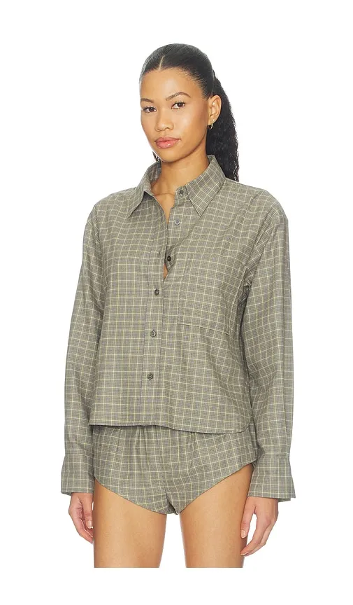 Cropped Oversized Shirt in Dark Green. - size L (also in M, XL, XXS) - CLOSED - Modalova