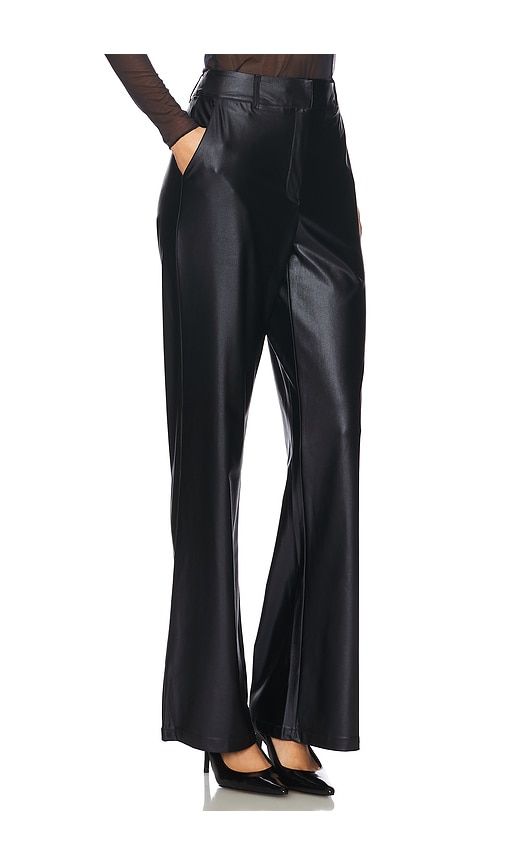 Matte Metallic Wide Leg Trouser in Black. - size S (also in XL) - Commando - Modalova