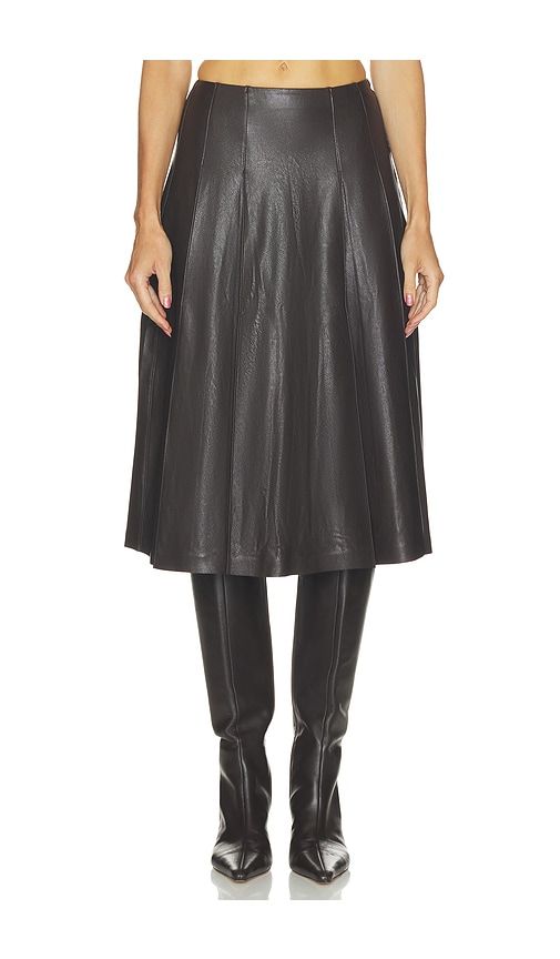 Faux Leather Pleated Midi Skirt in Black. - size L (also in M, S, XL, XS) - Commando - Modalova