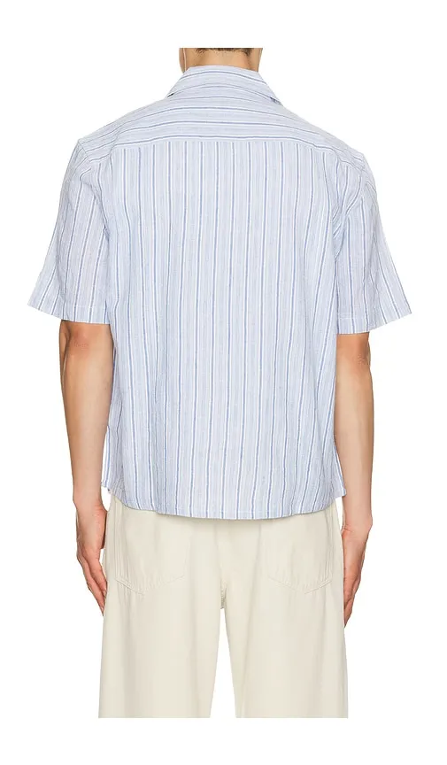 Linen Broadstripe Short Sleeve Shirt in . - size M (also in S, XL/1X) - Corridor - Modalova