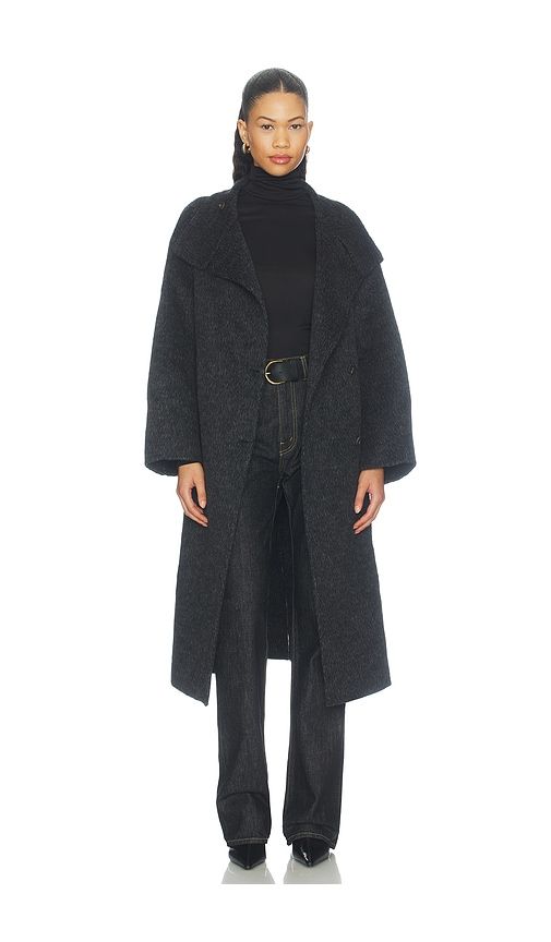 Classic Loose-fit Stand Collar Wool-blend Coat in Charcoal. - size L (also in M, S) - Cubic London - Modalova