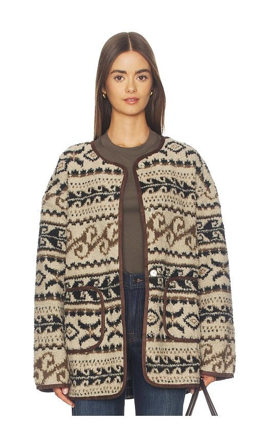 Paisley Faux Shearling Padded Jacket in Brown. - size L (also in M, S) - Cubic London - Modalova