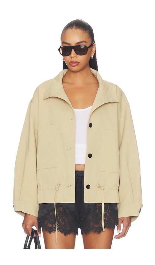 Drawstring Short Trench Coat in Brown. - size L (also in M, S) - Cubic London - Modalova