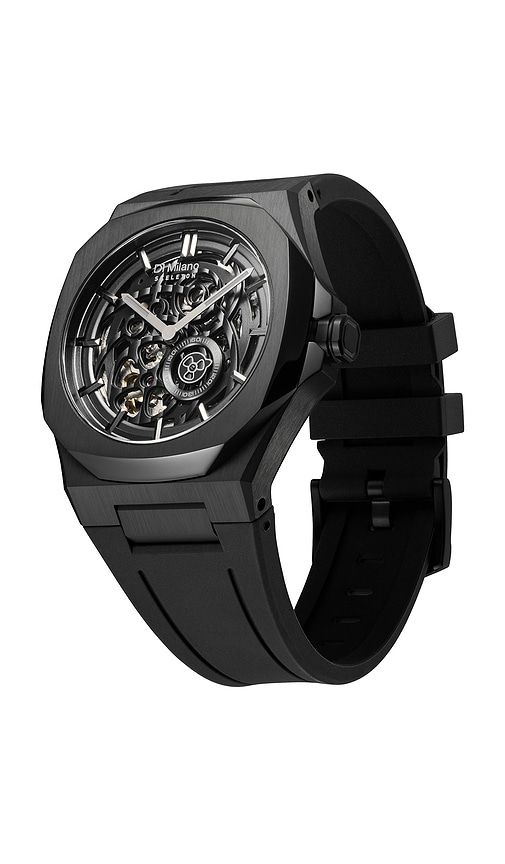 Skeleton Steel 41.5mm Watch in Black - D1 Milano - Modalova