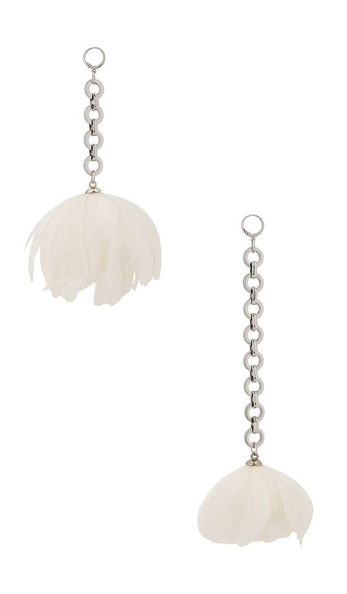 Feather Flower Asymmetric Earrings in Metallic - David Koma - Modalova