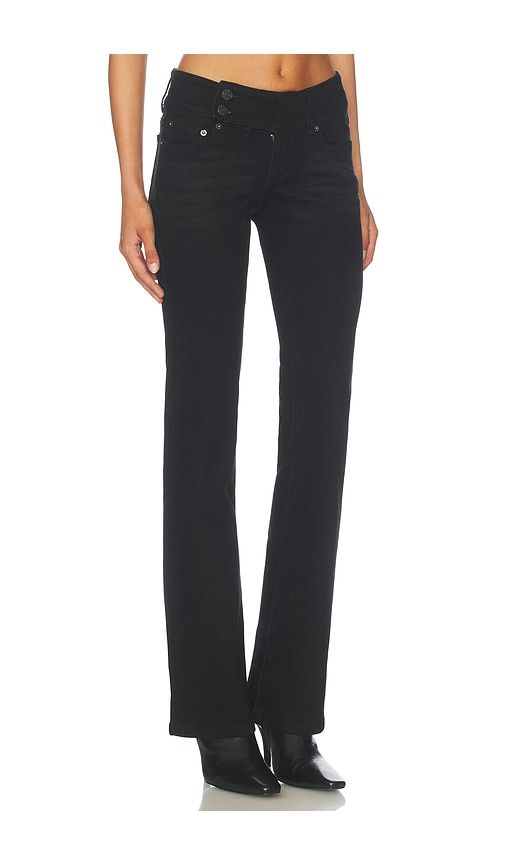 Malia Low Rise Belted Flare Denim Jeans in Black. - size 27 (also in 28, 29, 30) - GUIZIO - Modalova