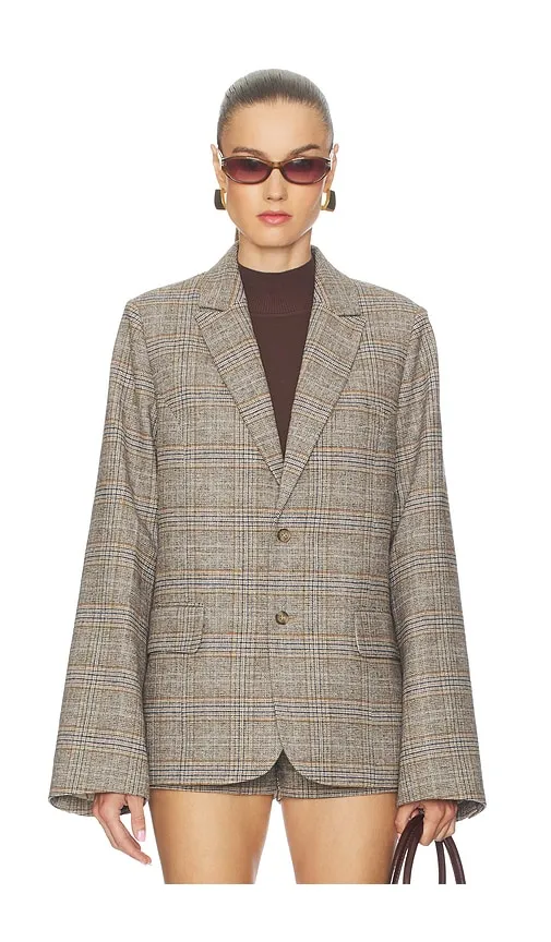 Oversized Tartan Blazer in Green. - size L (also in XS) - GUIZIO - Modalova