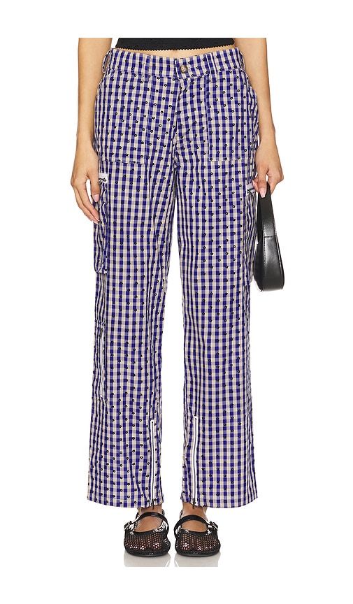 Adrian Gingham Pant in Royal,Grey. - size M (also in S, XL, XS) - GUIZIO - Modalova