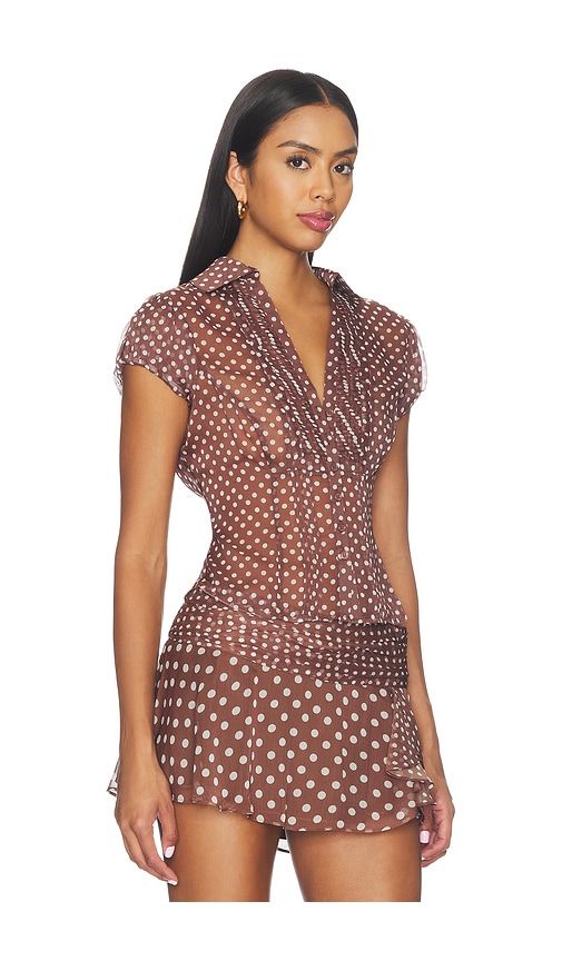 Dolce Pleated Button Up Top in Chocolate. - size M (also in S, XS) - GUIZIO - Modalova