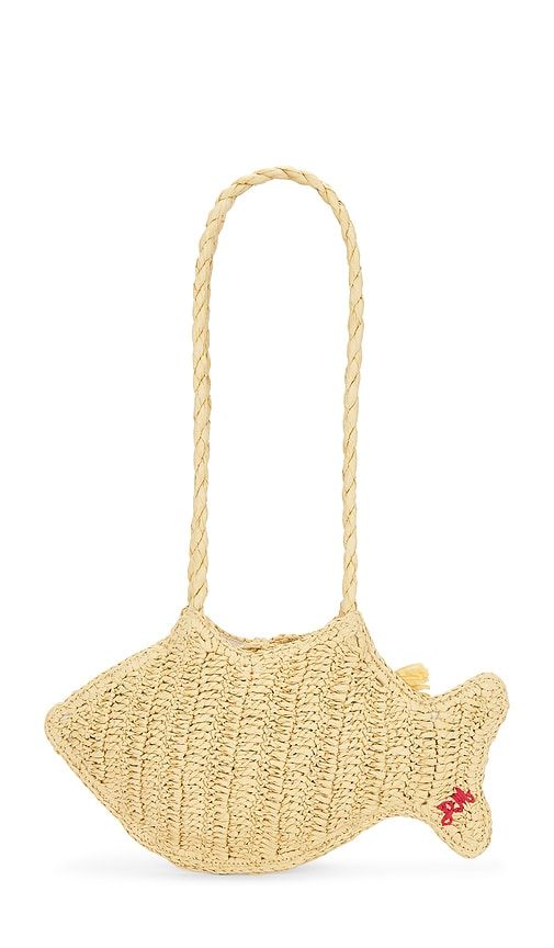 Raffia Fish Bag With Bag Charm in Neutral - Damson Madder - Modalova