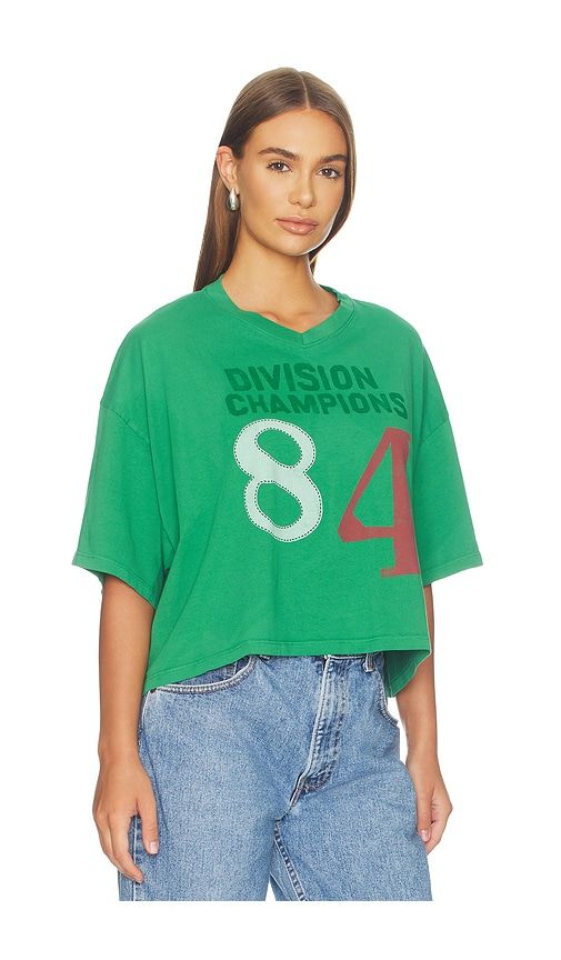 Division Champs Cropped V-neck Tee in Green - DAYDREAMER - Modalova