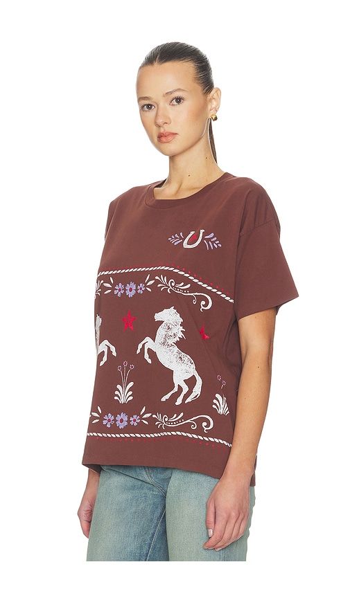 Floral Horse Patter Merch Tee in Brown. - size S (also in XS) - DAYDREAMER - Modalova