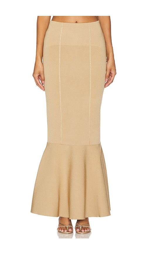 Flare Maxi Skirt in Tan. - size L (also in M, S, XS) - Dodiee - Modalova