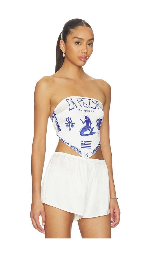Gorgona Bandeau Top in White,Blue. - size M (also in S, XS) - Di Petsa - Modalova
