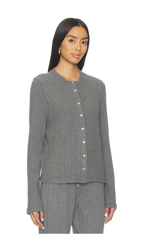 The Sweater Rib Cardi in Grey. - size L (also in M, S) - DONNI. - Modalova