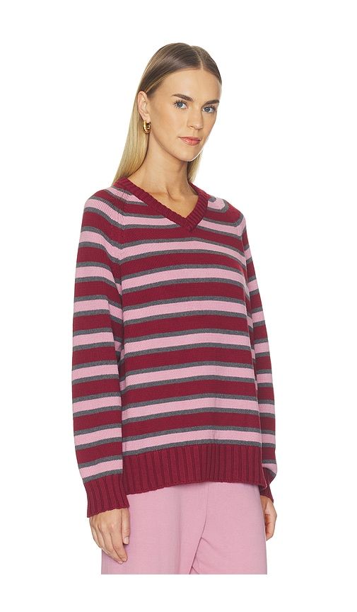 The Cotton Knit Stripe V-Neck Sweater in Multi. - size XS (also in S, M, L) - DONNI. - Modalova