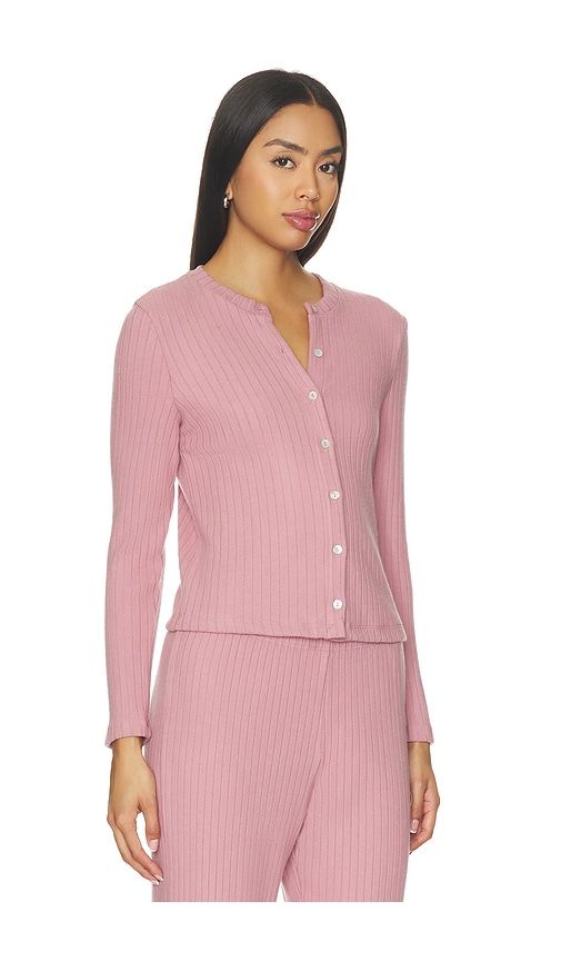 The Sweater Rib Cardigan in Pink. - size L (also in M, S, XS) - DONNI. - Modalova