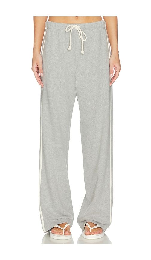 The Eco-Terry Stripe Crop Pant in Light Grey. - size S (also in XS) - DONNI. - Modalova