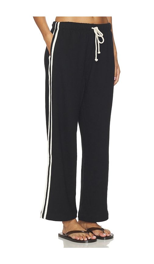 The Eco-Terry Stripe Crop Pant in Black. - size S (also in M) - DONNI. - Modalova
