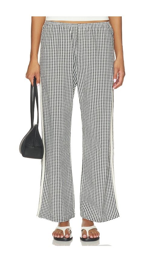 The Cotton Gingham Stripe Crop Pant in Black. - size L (also in M, S, XS, XXS) - DONNI. - Modalova