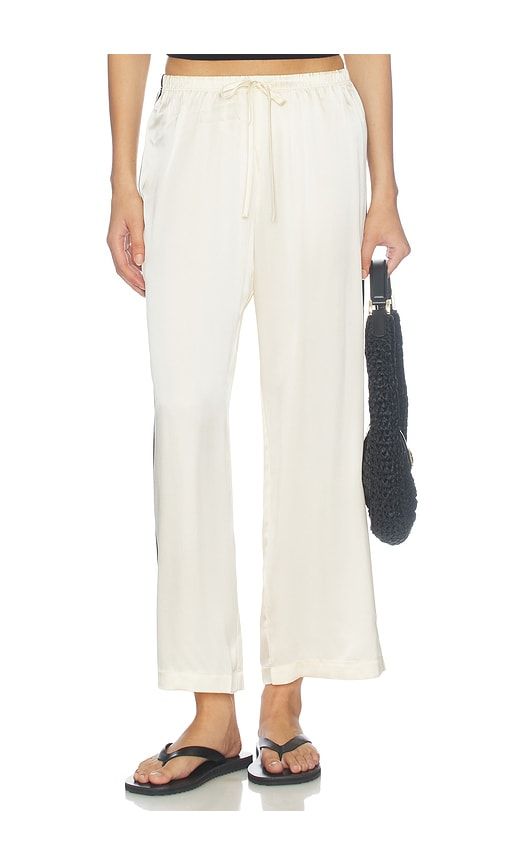 The Silk Stripe Crop Pant in Cream. - size L (also in M, S, XL, XS) - DONNI. - Modalova