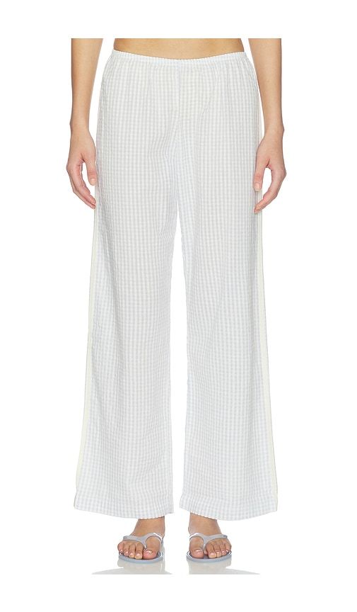 The Cotton Gingham Stripe Crop Pant in Blue. - size M (also in S, XS) - DONNI. - Modalova