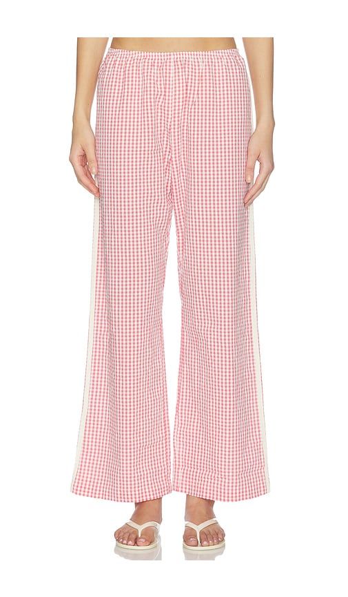 The Cotton Gingham Stripe Crop Pant in Red. - size L (also in M, S, XL, XS) - DONNI. - Modalova