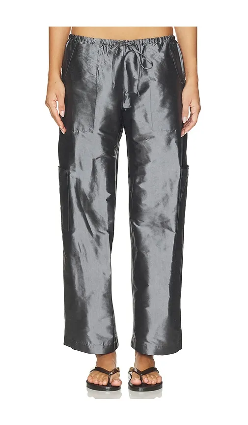 The Taffeta Drawstring Cargo Pant in Grey. - size M (also in S, XS, XXS) - DONNI. - Modalova