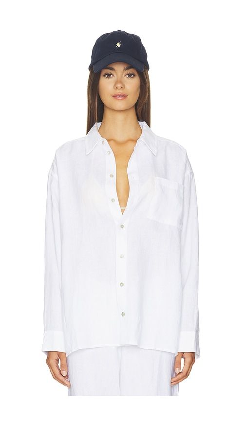 The Linen Relaxed Shirt in White. - size M (also in S) - DONNI. - Modalova